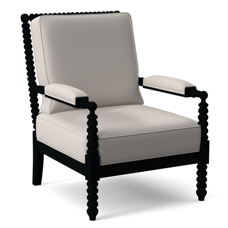 Jamilla Armchair, White Textured Performance; 0865-91, Black Finish