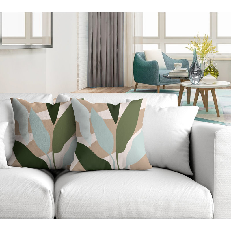 Jeté carré en polyester / mélange de polyester intérieur / extérieur, L 17 po x H 17 po, Gris / Beige