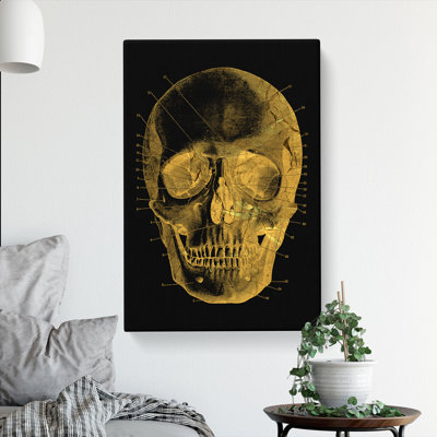 Black Twilight Skull in Gold - Wrapped Canvas