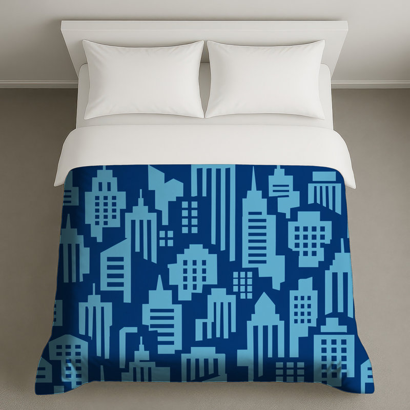 Housses de couette Blue City Silhouette, Lit simple