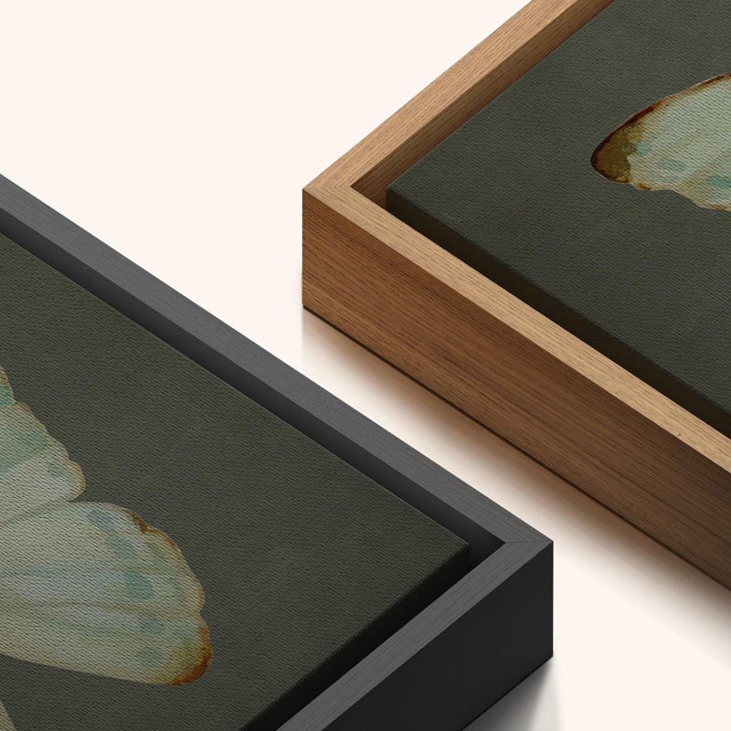 Abstrait papillon vert, reproduction d'art moderne minimaliste sur toile encadrée, Naturel, H 24 po x l 36 po