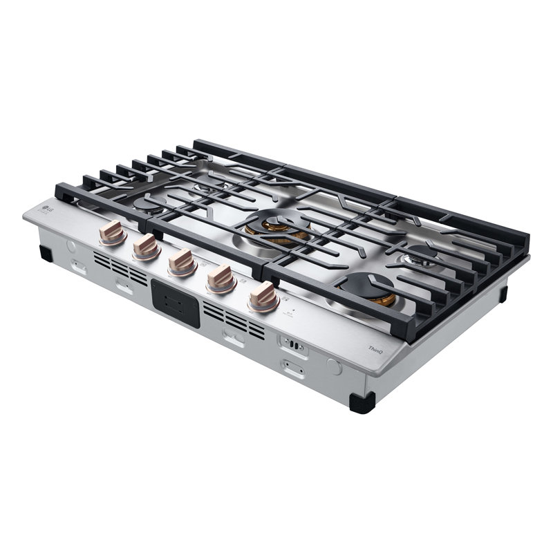 36" Natural Gas Cooktop with 5 Burners, Essence White