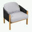 Fauteuil club d'extérieur en bois avec coussin-1028582228