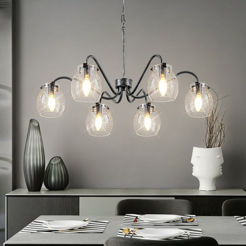 Boyu 6 - Light Shaded Modern Linear Chandelier Chandeliers for Dining Room Kitchen Island Lighting