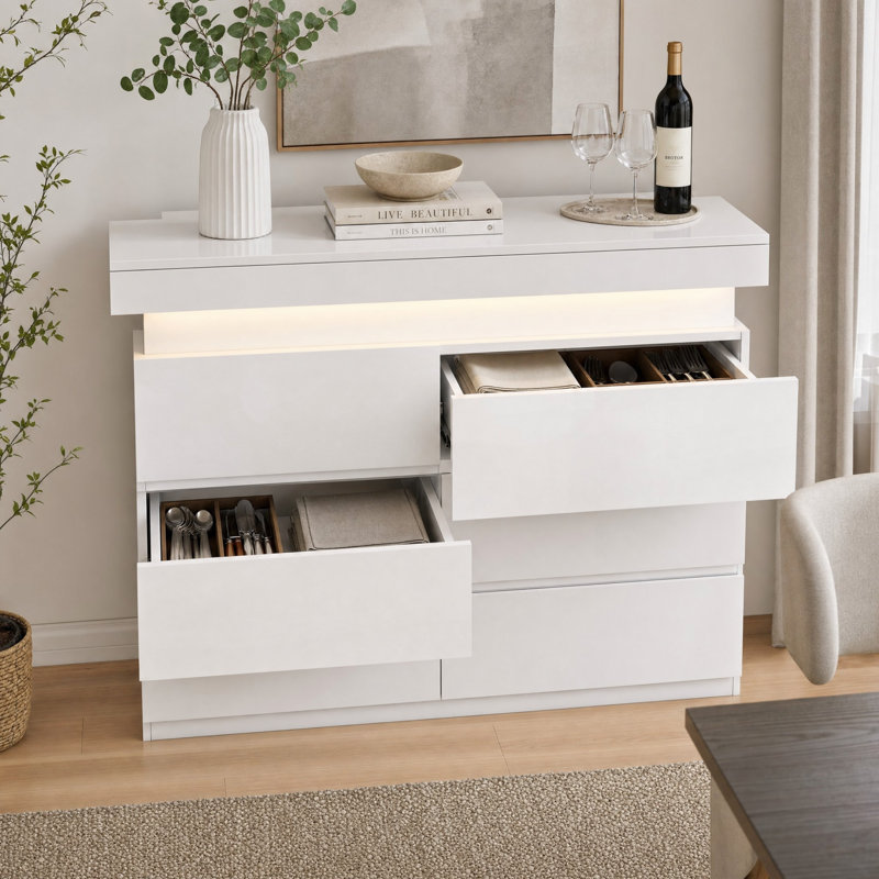 Armoire décorative à DEL H 35,4 po x l 39 po x P 13,7 po, Blanc