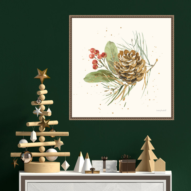 Winter Blooms II 22" Brown and Gold Framed Canvas Art