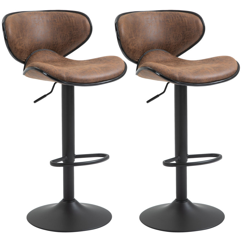 Tabouret de bar rétro en similicuir à hauteur réglable avec siège pivotant, Marron foncé