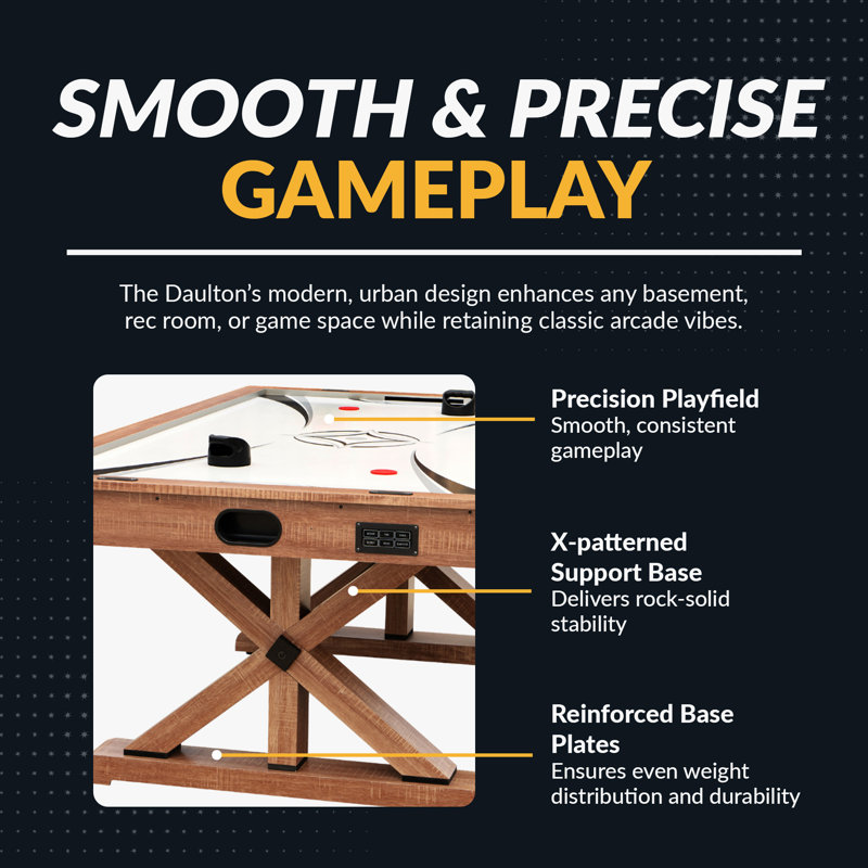 Daulton 7 Ft White Oak Air Hockey Table with LED Scoring