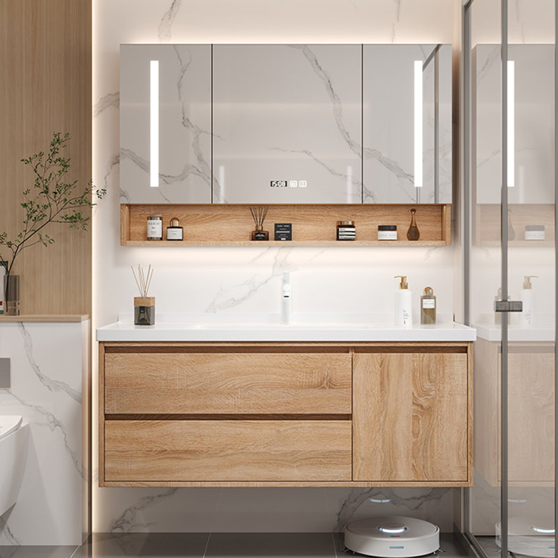 Armoire de salle de bain simple en bois rond