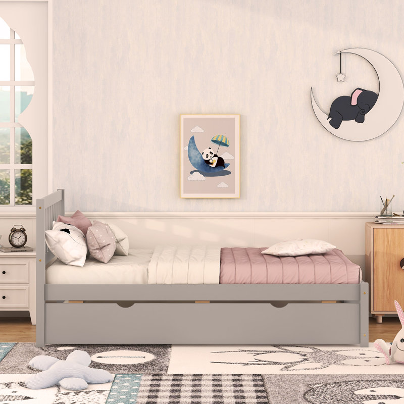 Bed Frame with Trundle,Platform Bed,Beds, Grey