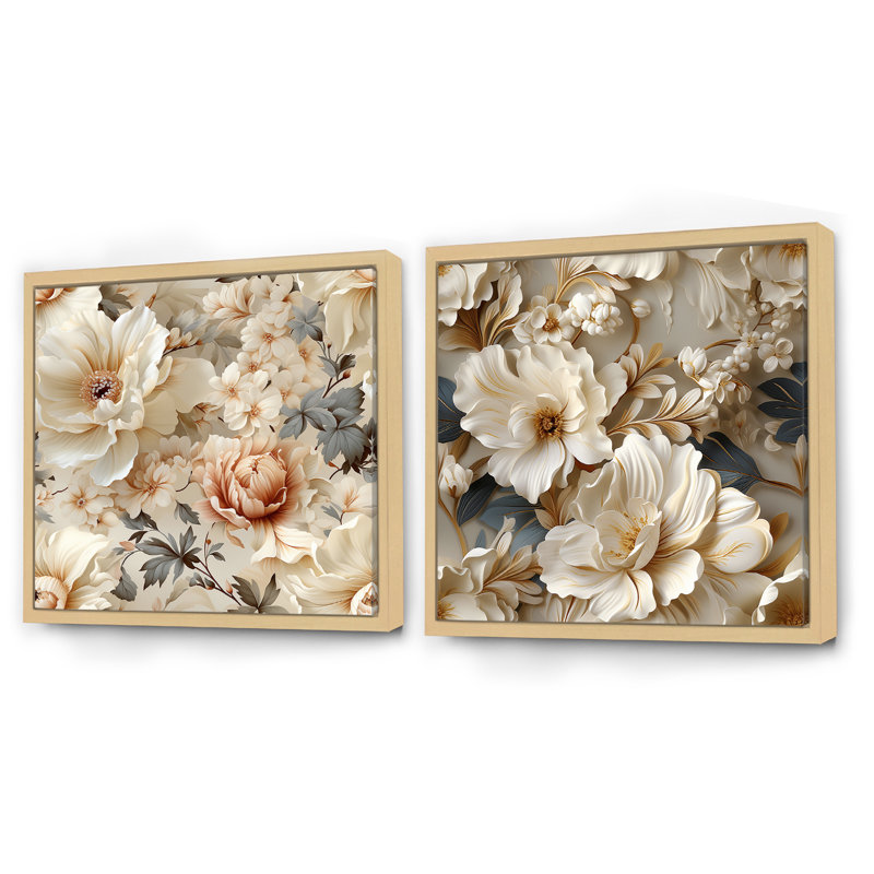 Motif victorien éthéré rococo Flourish, H 16 po x l 33 po, Cadre flottant brun