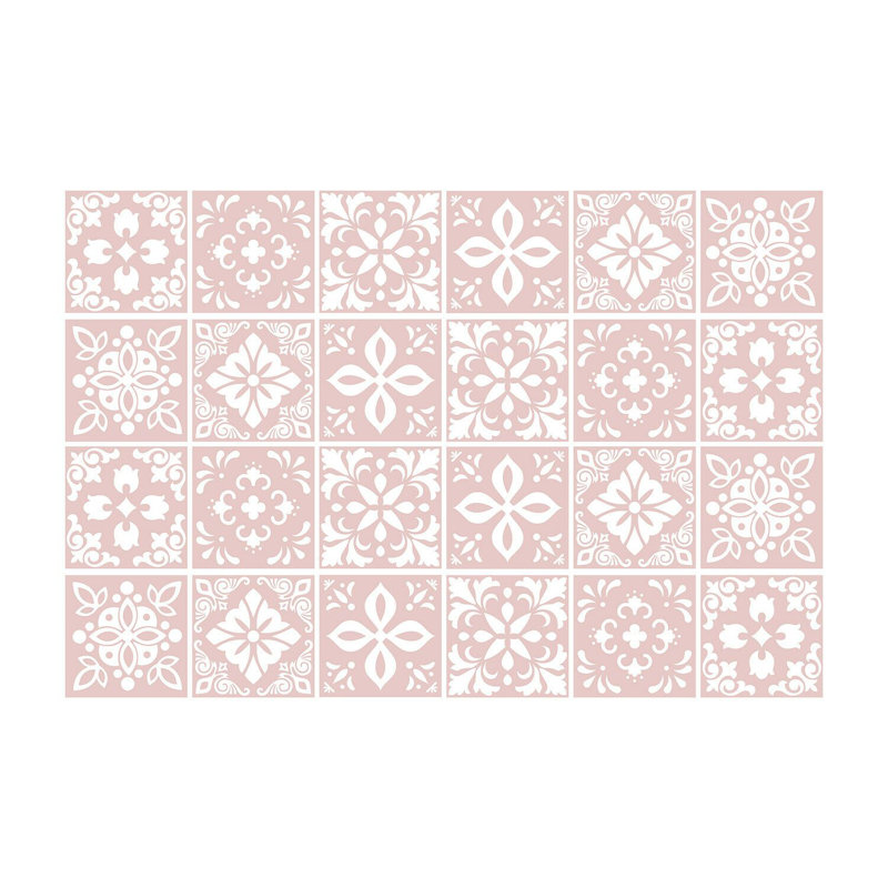 Carreau de terrain pelez et collez en PVC 6 po x 6 po, Rose