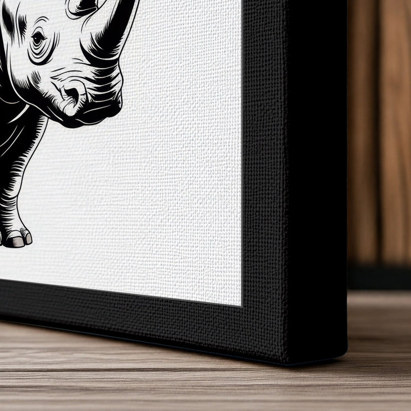 Rhinoceros with Balloons Whimsical - Wrapped Canvas, Black Border, 30x20 - 76.2 x 50.8 cm