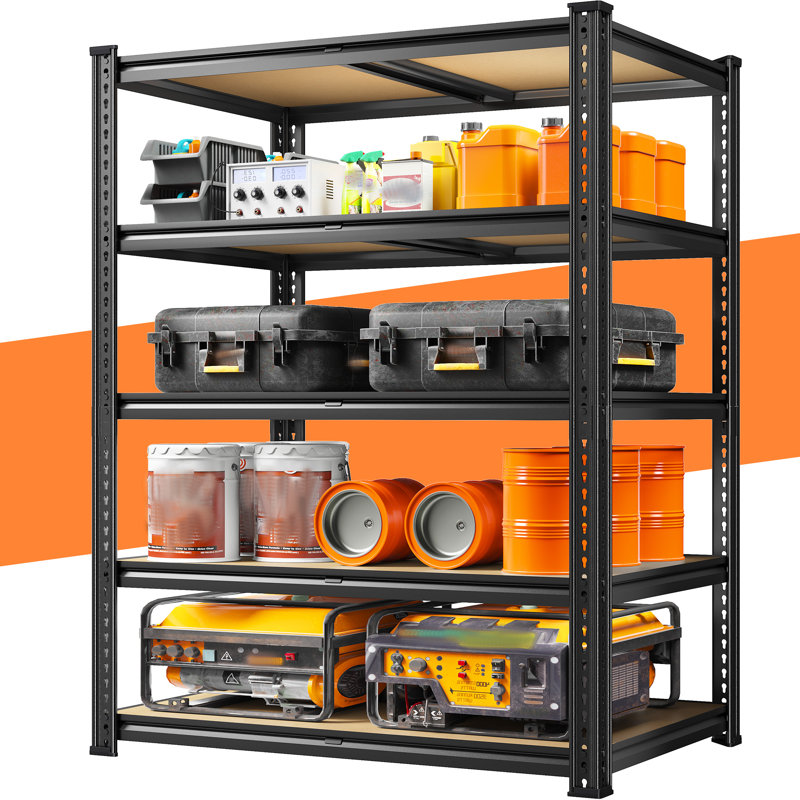 Meaghann Metal Height -Adjustable Shelving Unit, Heavy Duty Boltless Storage Shelves, 72" H x 35.5" W x 17.7" D