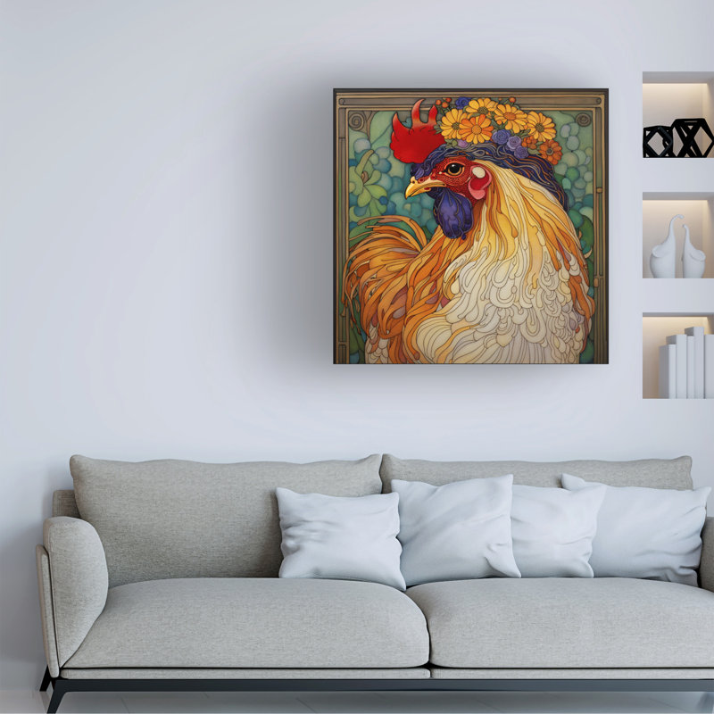 Art sur toile «Poulin avec fleurs», H 24 po x l 24 po