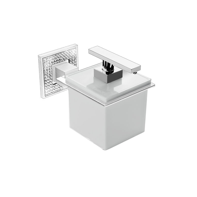 Distributeur de savon mural Popp, Chrome poli/blanc