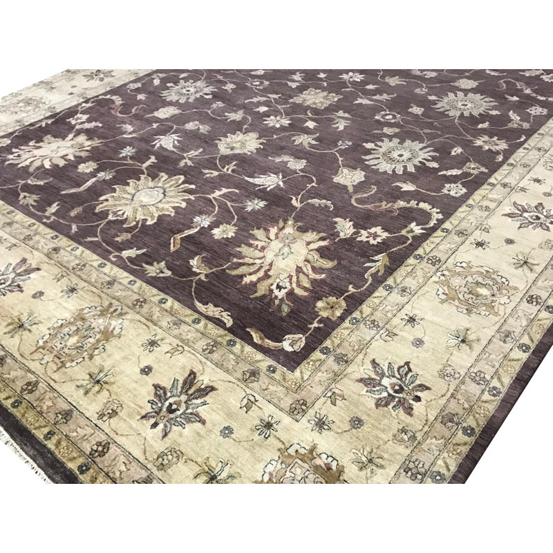Hand-Knotted High-Quality Brown and Gold Area Rug