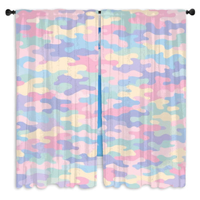 Pastel Camouflage Pattern Window Curtains  Camouflage Sheer & Room Darkening - 2 Panels