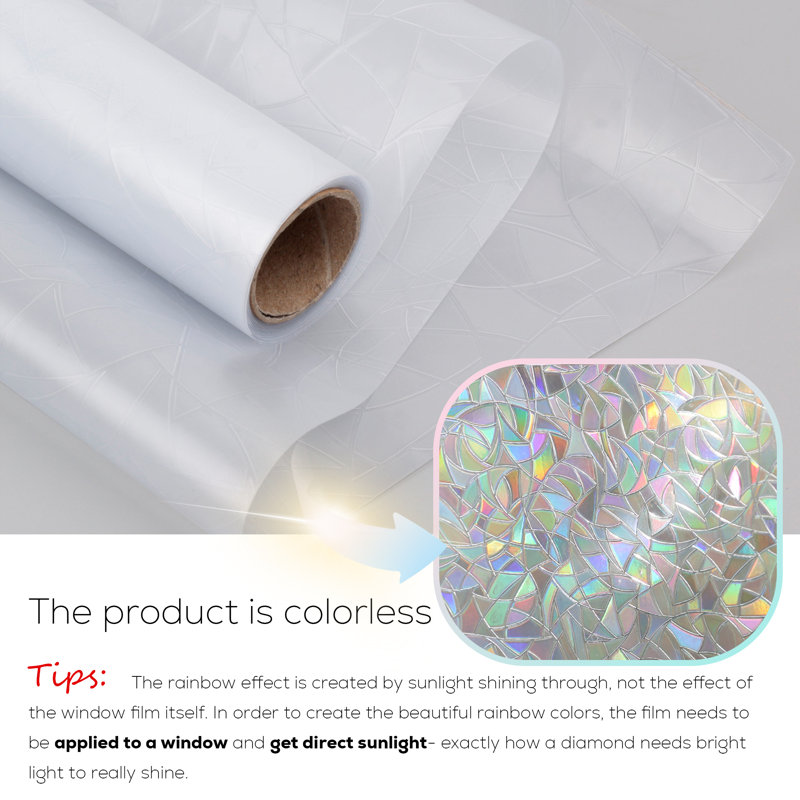 3D Rainbow Decorative Privacy Window Decal, 23.6" H x 78" W
