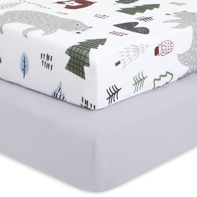 Evolur Grizzly Bear Collection ( 2pc Sheet Set ), Rocky Dark Grey & Bear Print