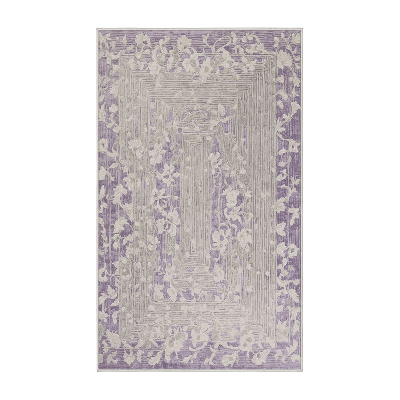 Machine Washable Beige Area Rug, Rectangle 6' x 9'