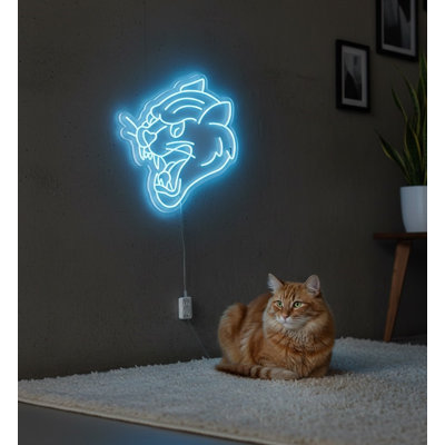  | Neon Tiger Head Design Neon Sign | Crafted with High-quality Shatterproof Ice Blue Neon Tubing That Offers Bright, Consistent Illumination and Long-lasting Durability for Over 50,000 Hours | 26x25.jp | Ice Blue
