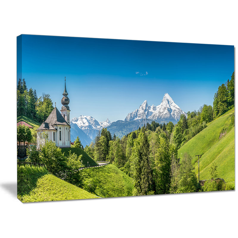 Green Mountain View Of Bavarian Alps - Wrapped Canvas Print, 30" H x 40" W x 1" D