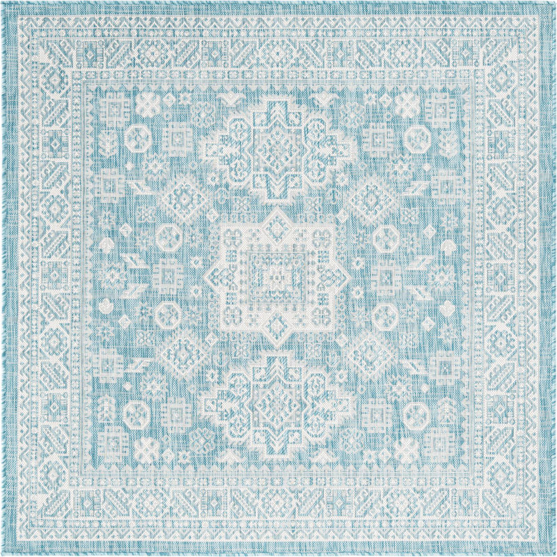 Outdoor Chand Area Rug Blue Color, Square 5'3"