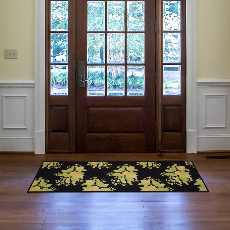 Glamour Non Slip Rubberback Kitchen Runner Rug, Black
