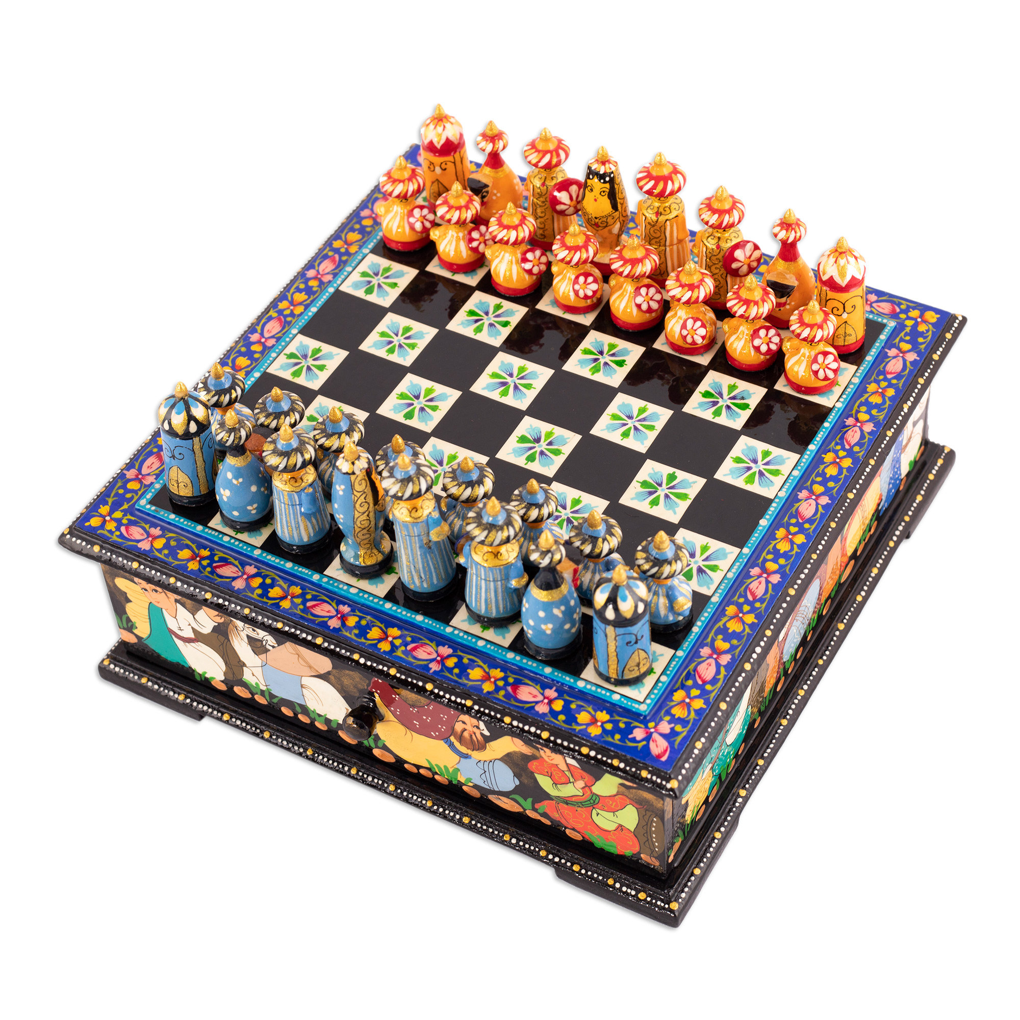 Novica Mukhamedali Novica 2 Player Wood Chess And Checkers Set