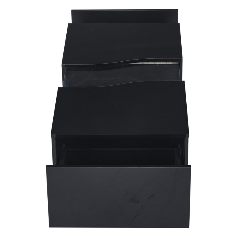 Block Coffee Table with Storage, Black