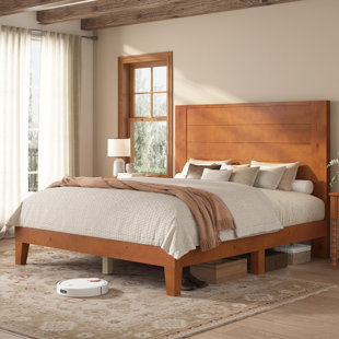 Bilal Solid Wood Platform Bed Frame With 47.2'' Headboard