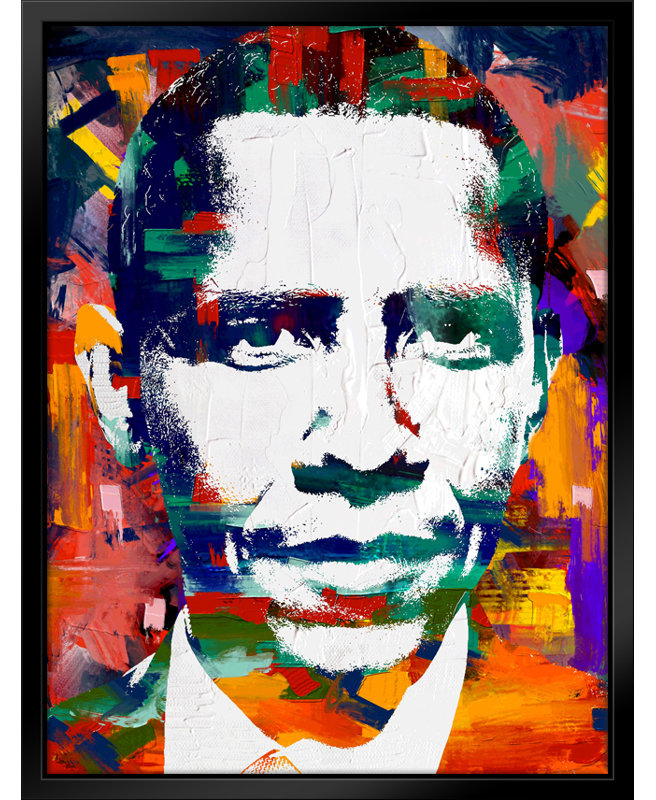 Pop art Obama, estampe numérique sur toile avec cadre flottant vertical, H 16 po x l 13 po