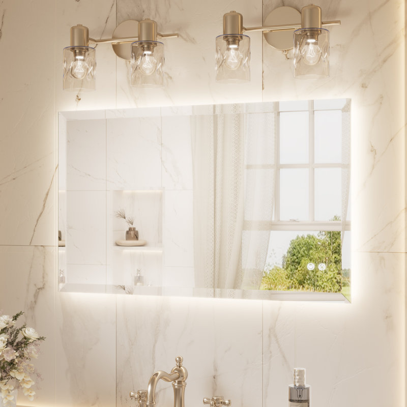 Beveled LED Backlit Bathroom Vanity Mirror, 24" x 40"
