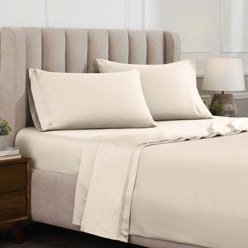 Certified Egyptian Cotton Deep Pocket Solid Luxury 1500 Thread Count Sheet Set, Ivoire ivoire