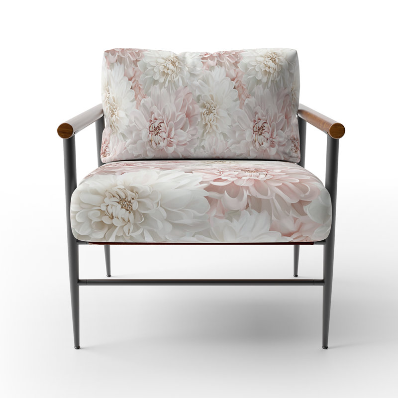 Chaise d'appoint floral Floral, Bras ronds bruns