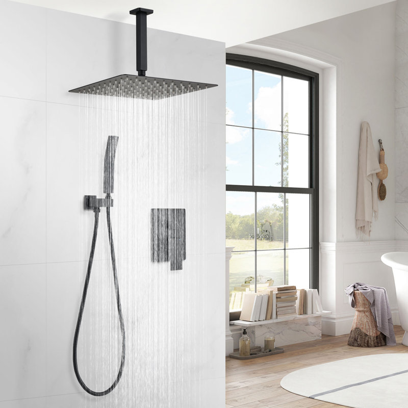16" Complete Shower System with Rough-in Valve, Matte Black