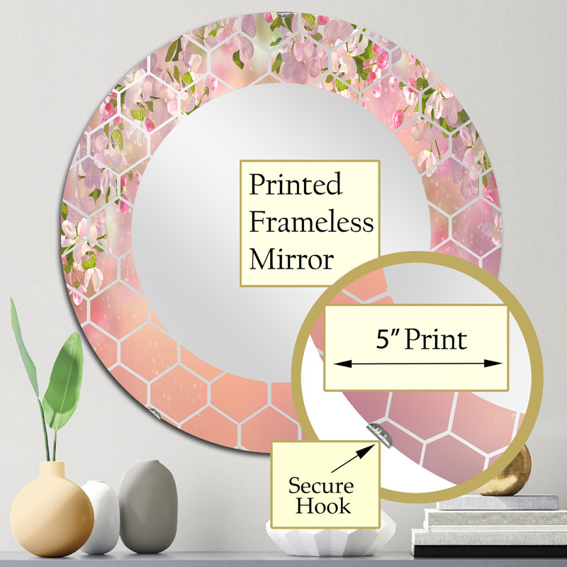 Miroir mural traditionnel Blossoming Spring Cherry Blossoms, 24 po x 24 po