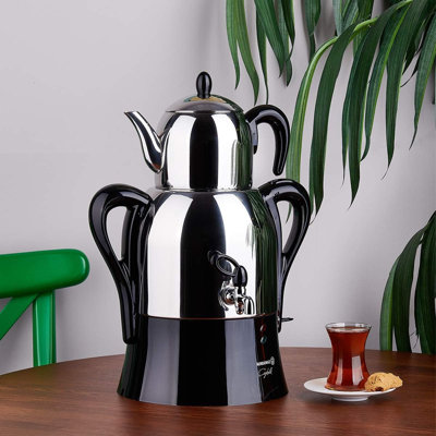 Korkmaz Caykolik A341-14 Acier inoxydable Samovar 4,1 L électrique Inox noir 110 V US Plug