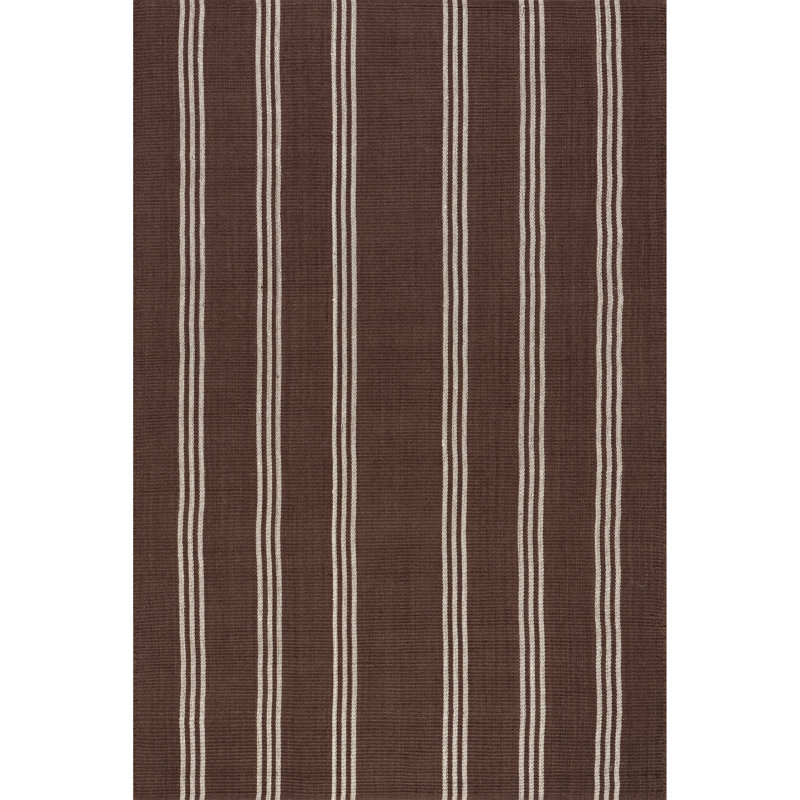 Handmade Dark Brown Wool Striped 10' x 14' Area Rug