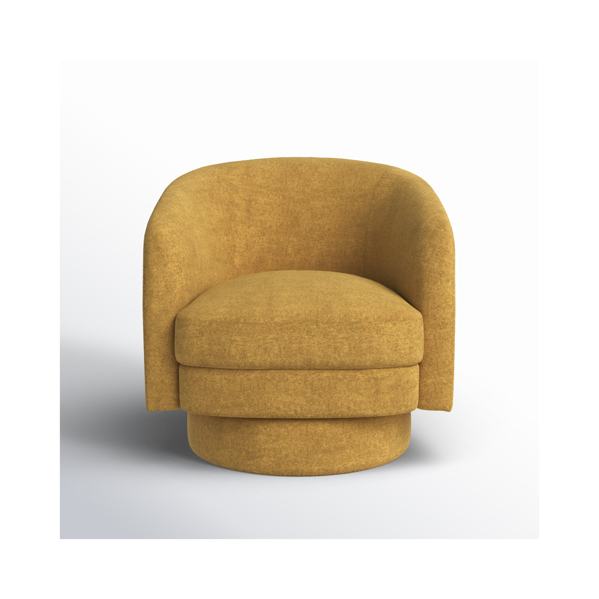 Genoa Upholstered Swivel Barrel Chair, Mustard Gas
