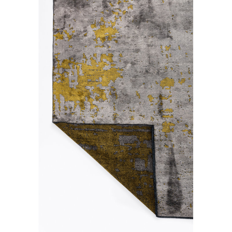 Rapture Gray/Yellow Abstract Luxury Area Rug, Rectangle 7'10" x 11'2"