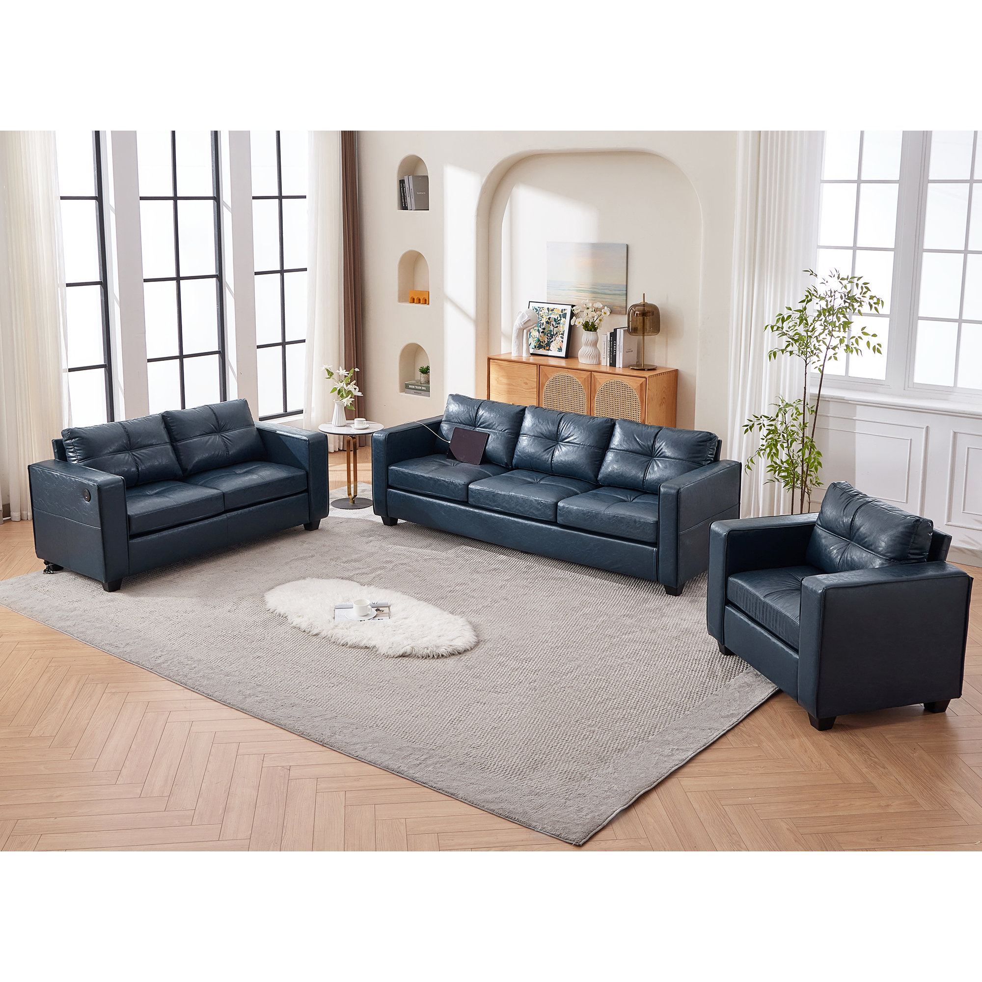 Ebern Designs 3-Piece Faux Leather Living Room Set & Reviews - Wayfair ...