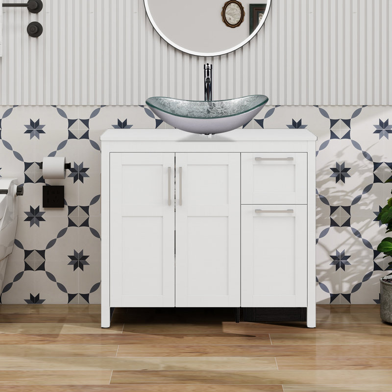 36" Free-Standing Modern Single Bathroom Vanity With Sink, White