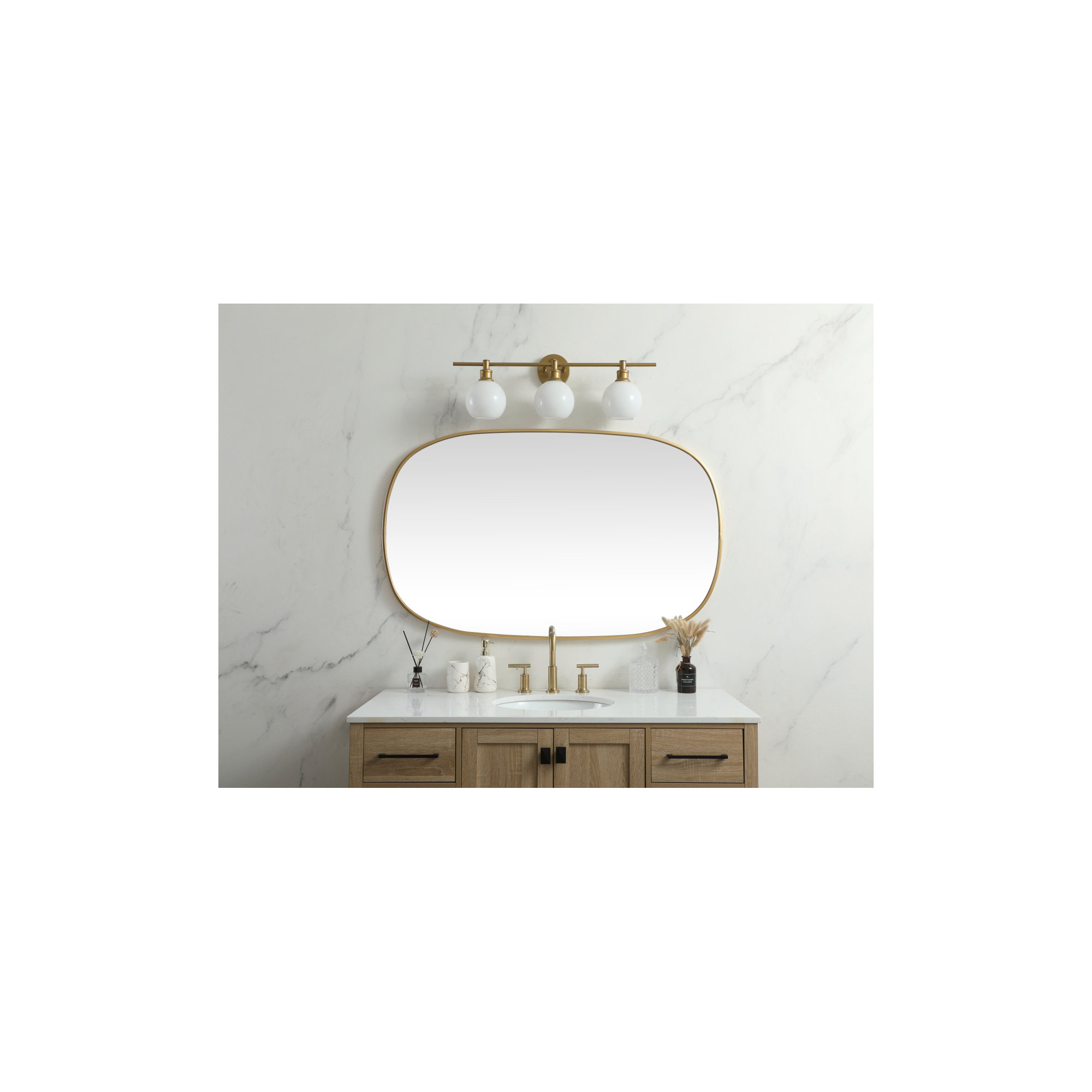 Bertin Metal Oval Wall Mirror, Brass, 48"  x 30" 