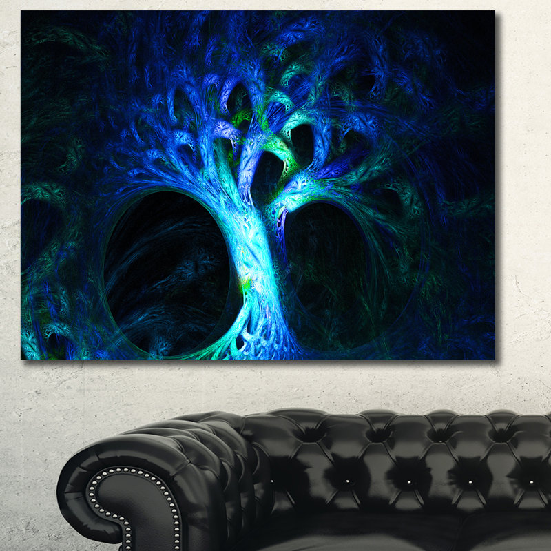 Magical Blue Psychedelic Tree Abstract Canvas Art Print