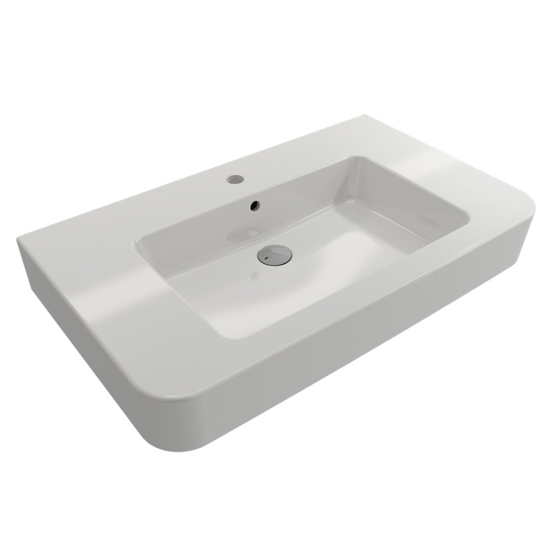Parma 33.27'' L Bathroom Sink, Single-Hole, White