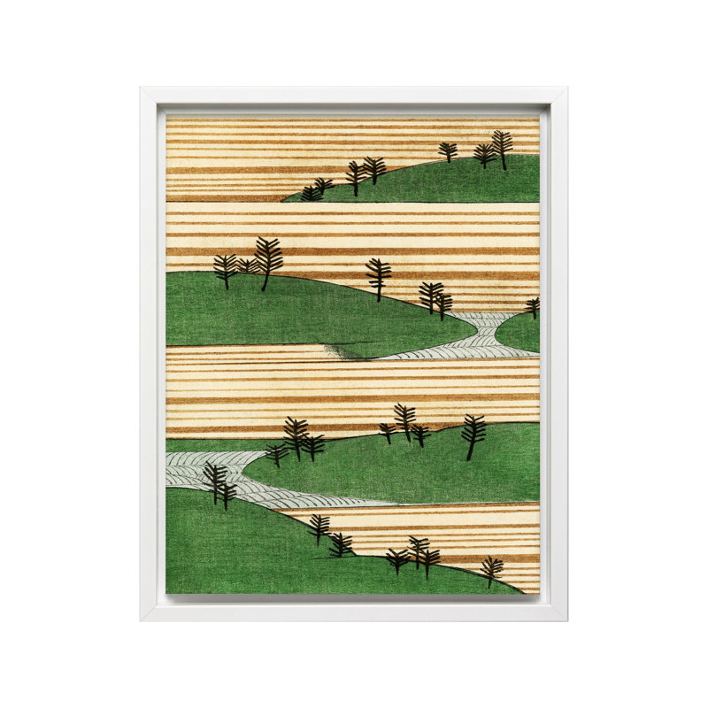 Paysage japonais, Canevas, H 24 po x l 32 po, Encadrement blanc