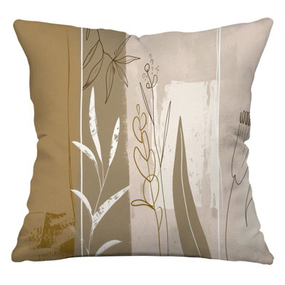 Botanical Lines Abstract Reversible Throw Pillow