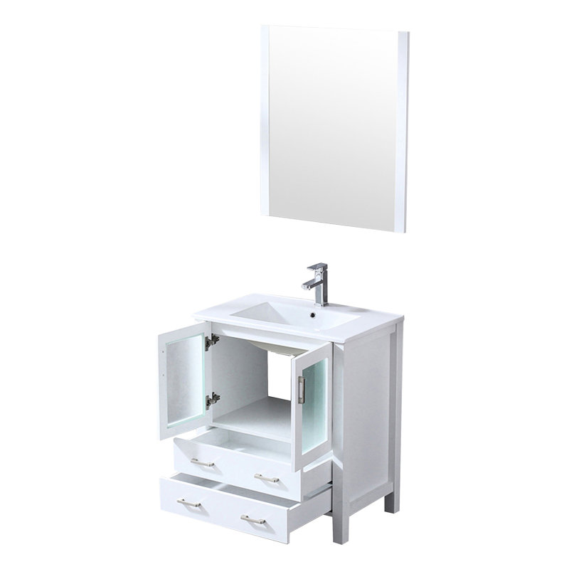 Meuble-lavabo blanc l 30 po x P 18,25 po avec surface en céramique, robinet et comptoir en H 32 po